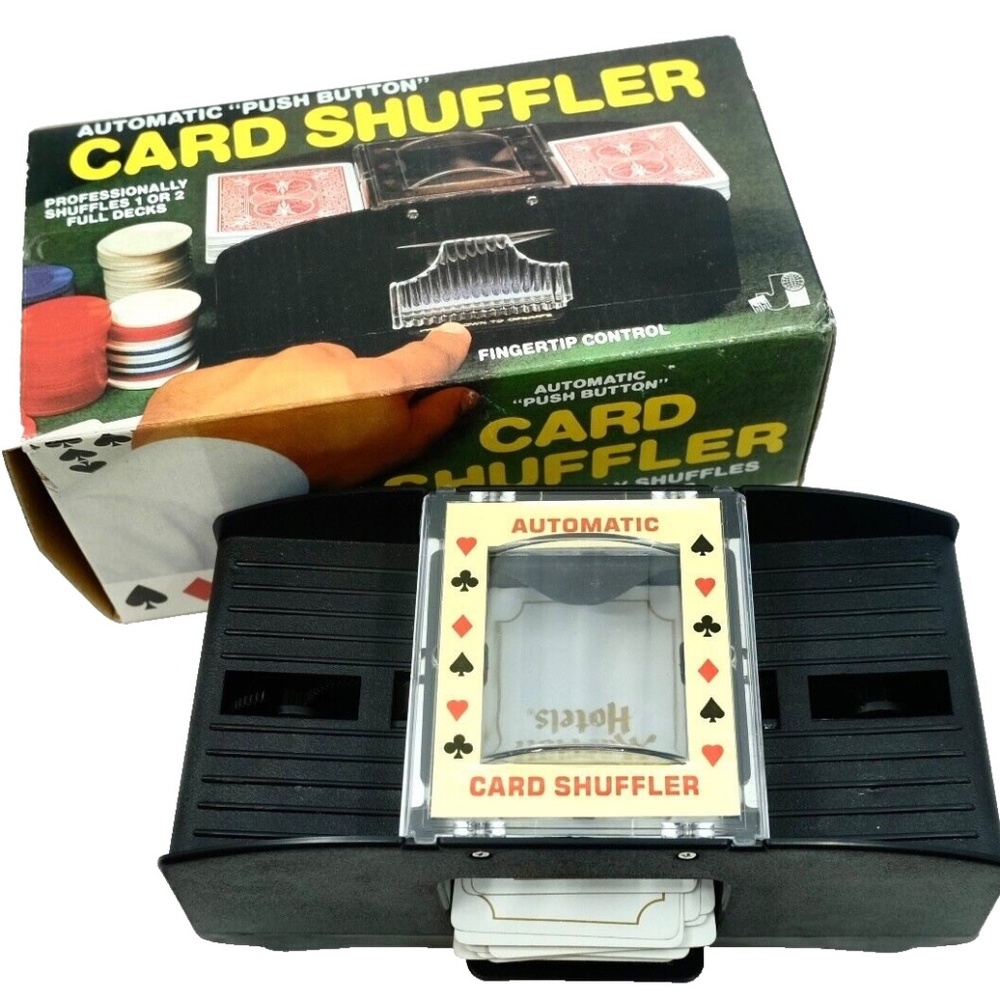 Vintage 1987 JOBAR AUTOMATIC PUSH BUTTON CARD SHUFFLER~1 or 2 Deck Card Shuffler
